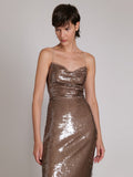 Sexy Sleeveless Backless Lace-up Slim Long Dress Summer Elegant Pleated Backless Bright Sequins Dress Luxury Evening
