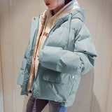 Women Harajuku Y2k Down Cotton Jacket Fashion Solid Winter Coat Warm Thick Parkas Korean Preppy Style Female Loose