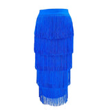 Women Bandage Skirts New Tassel Sexy Elegant Party Evening Long Skirts Fashion Woman 2021 Black