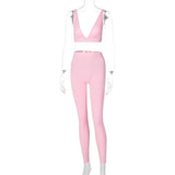 Women Tracksuit Sleeveless Vest Skinny Yoga Leggings Matching Jogger Set Solid Sporty Set 2022 Summer Workout