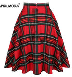 High Waist Plaid Casual Short Tunic Midi Skirt Blue Green Striped Women Plaid Checkered 50s 60s Vintage Skirts
