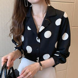 Women Polka Dot V-neck Chiffon Designed Ins Plus Size 4XL Simple All-match Elegant Streetwear Office Ladies Chic
