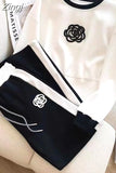 Piece Women Set Winter Spring Warm New Arrival Casual Black Knitting O-Neck Sweater Long Sleeve Top And Long Pants