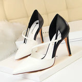 Zingj Korean Version Of Fashion Sweet High Heels Women's High With Shallow Mouth Pointed Head Color Hollow One Word Belt Show Thin Single