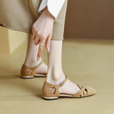 Classic Retro Roman Sandals Women Summer New Low Heel Cylind Head Soft Bottom Flat Shoes