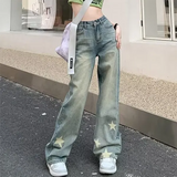 Distressed Star Print Wide-leg Jeans-Outfit