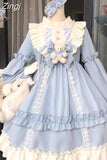 Sleeve Lolita Style Kawaii Sweet Dresses Japanese Elastic Waist Peter Pan Collar Y2k Vestidos Lace Patchwork Women Bear