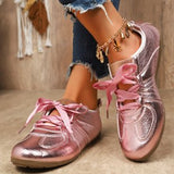 Patchy Fork Women's Spring And Autumn New Flat-Bottomed Retro Front-Lace