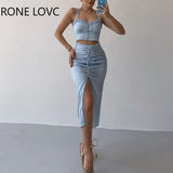 Women Elegant All Over Print with Disty Floral Sleeveless Shirring Edible Tree Fungus High Silt Sexy Crop Top Skirt