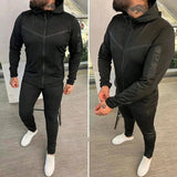 Spring Men's Zipper Hoodie Coat + Long Pants 2pc Set High Quality Casual Sweatpants Outfit Fashion Solid Slim Men