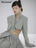 Irregular Elegant Blazer For Women Notched Long Sleeves Lace Up Bowknot Blazers Female 2021 Summer Fashion New