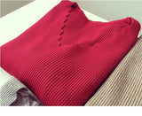 Solid Basic Pull Elastic Clothing Fashion Women Korean V-neck Long-sleeve Knit Sweater Female Jumper Pullover